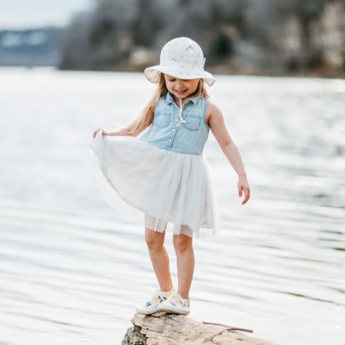 Image of JAN & JUL Girls Wide Brim UV Protection Cotton Sun-Hat, Adjustable Strap, for Baby, Toddler, Kids
