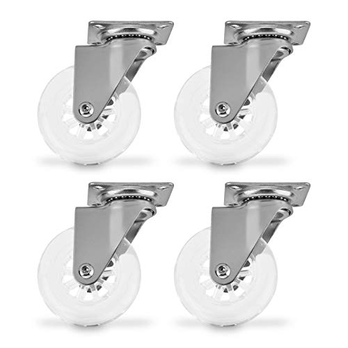 SOTECH 4 pièces Roulettes pivotantes SWIFT Ø 75 mm transparentes une charge de 140 kg (35 kg par roulette) Hauteur 96 mm