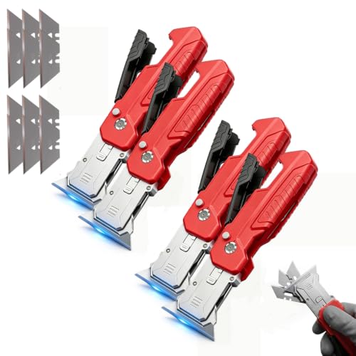Image of 2-in-1 Utility Knife Scraper,Folding Razor Blade Scraper Tool, Zinc Alloy Body with SK2 Carbon Steel Blades,Built-In Blade Storage for Home Office and DIY