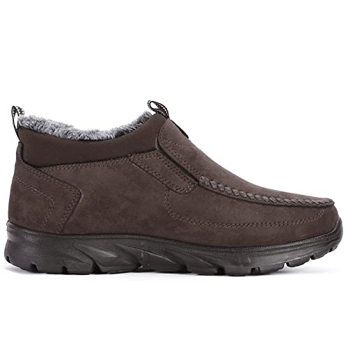Image of COSIDRAM Men Shoes Winter Snow Boots Cotton-Padded Slip on Casual Warm Walking Sneakers Waterproof House Shoes