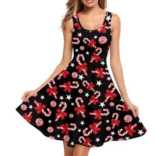Image of Women Stylish Tank Dresses Sleeveless Round Neck Midi Casual Dress with Pocket for Summer