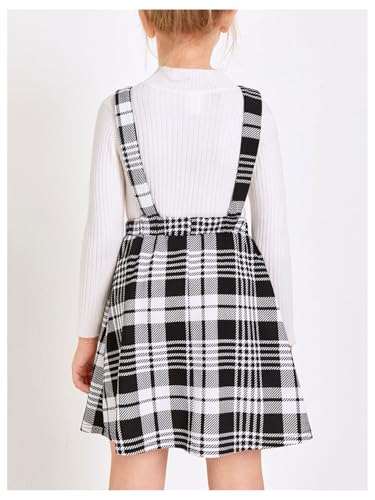 Milumia Girl Plaid Print Pinafore Overall Dress Button Front A Line Short Dresses3