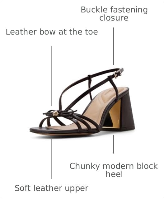 Image of Ted Baker Women's Eliza Leather Bow Strappy Block Heeled Sandal