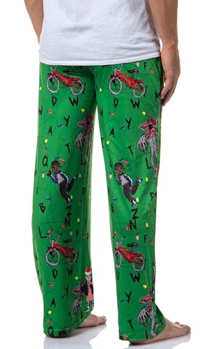 Mad Engine Stranger Things Men's Sketch Characters And Light Strings Adult Lounge Pajama Pants4