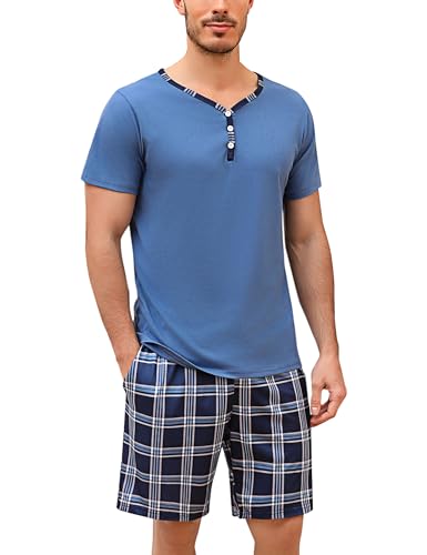 Herren Pyjama Set Aus Baumwolle - Bequemer Schlafanzug Mit Taschen