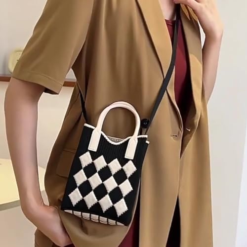 Women's Knit Crossbody Phone Bag - Cell Phone Purse with Strap, Small Knitted Mobile Phone Holder Pouch3