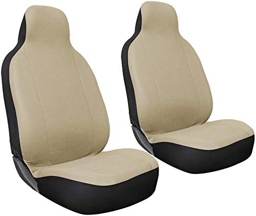 Motorup America Leather Auto Seat Cover High Back Integrated Set- Fits Select Vehicles Car Truck Van SUV - Soild Beige