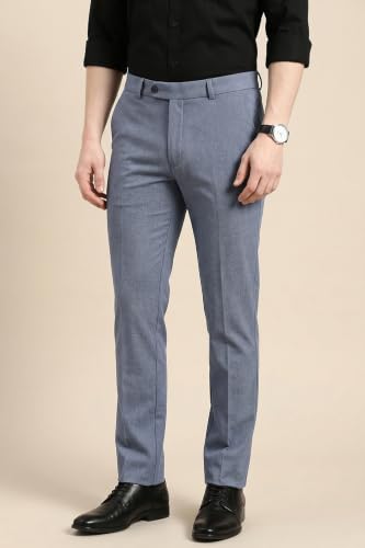Image of Peter England Men's Premium Formal Stretchable Knit Super Slim Fit Trouser | Comfort Lycra | 360-Degree Stretch