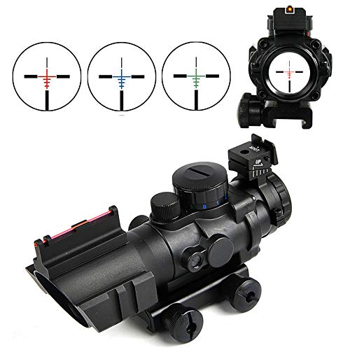 Luger Triple Red/Green/Blue 4x32mm Rifle Scope Illuminated Rapid Range Top Fiber Optic Sight