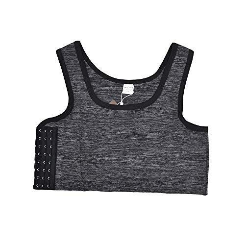 BaronHong Tomboy Trans Lesbian Cotton Chest Binder Plus Size Short Tank Top with Stronger Elastic Band(Darkgray,M)
