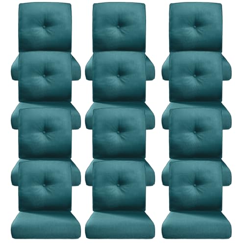 Image of Luxury 4 inch Thick Outdoor Cushion Set of 12 - 22x24 Patio Furniture Cushions with 28D High-Density Foam, Water-Resistant & Fade-Resistant Fabric, Removable Covers for Patio Furniture Sofa -Peacock Blue