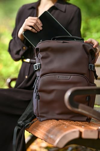 Image of VANGUARD VEO Lite B20L Camera & Everyday Backpack (Chocolate) - Fits Full-Frame Camera with 70-200mm Attached + 3 Lenses, 14 inch Laptop Storage, Rear & Side Access, Convertible Daypack Design