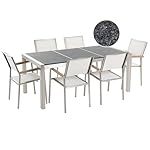 Beliani Garten Essgruppe Grosseto Grau/Weiß