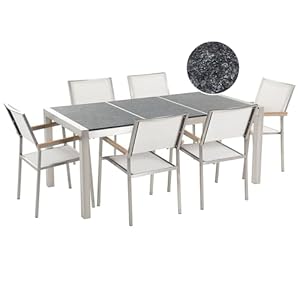 Beliani Garten Essgruppe Grosseto Grau/Weiß