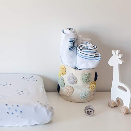 Image of Ely's & Co. Cotton Muslin Swaddle Blanket 2-Pack for Baby Boy - 100% Cotton Muslin Extra-Large Swaddle Blankets (47 inch x 47 inch) Blue Rainbows | Blue Stripes