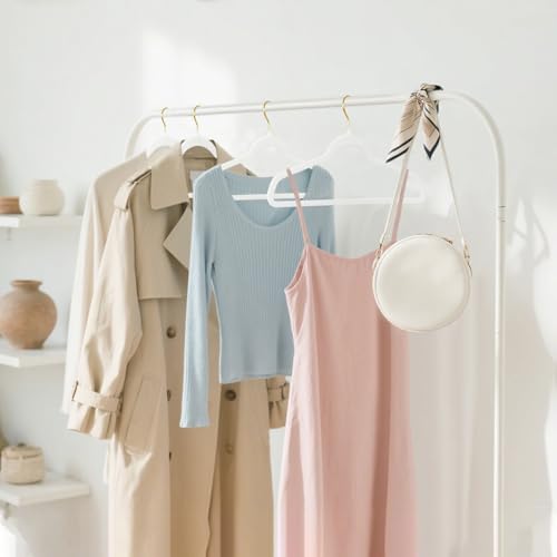 ManGotree 22 Pack Samtbügel mit 360° drehbarem Goldhaken, rutschfeste Filz-Anzugbügel, ultradünne, platzsparende Kleiderbügel für Mantel, Anzug, Hemd, Kleid, Hose (Weiß)