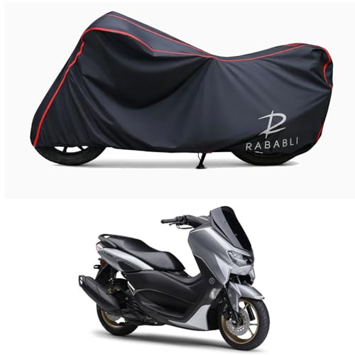 Image of Waterproof Bike Body Cover Compatible for | Yamaha NMax 155 BS6 | Taffeta Fabric, Red Piping Design, Bottom Elastic Fit | Dustproof, Sun UV & Rain Protection for All Bikes