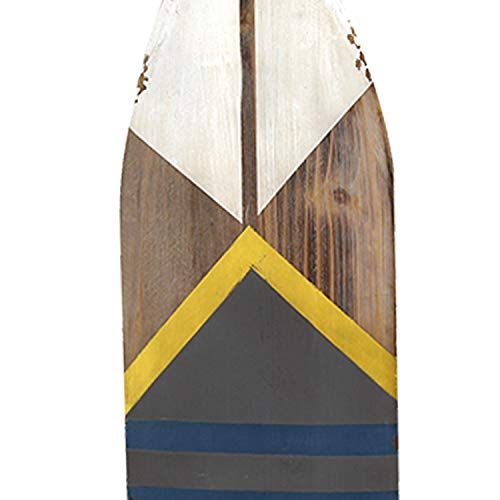 Stratton Home Decor SHD0127 Nautical Oar Wall Decor, 8.00 W X 1.75 D X 60.00 H, Natural Wood/White/Yellow/Blue/Grey