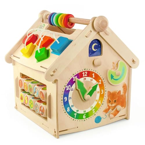 Vemkel Juguete de madera Busy Board Caseta