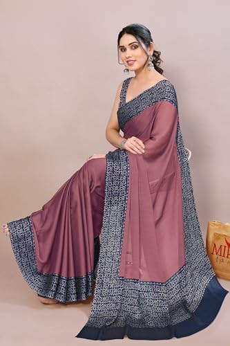 Image of MIRCHI FASHION Saree for Woman Chiffon Madhubani Print | Breathable Comfortable Printed Saree for Office and Regular Use (Available in 15 Designs)