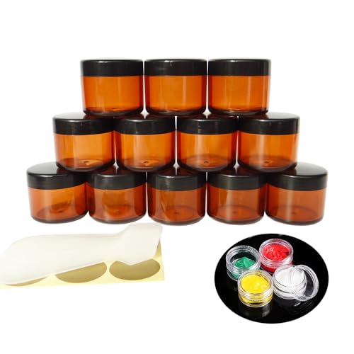 Wopanxye 12個セット 20ml 小分け丸ケース アクセサリー収納 詰め替え容器 プラスチックビーズ収納ケース 化粧品用小分け容器 クリームケース 化粧品容器 黒い蓋付き 小物用収納ボックス ネイルパーツ収納ボックス 出張 旅行用品 携帯用 収納 業務用 家庭用（Amazon）