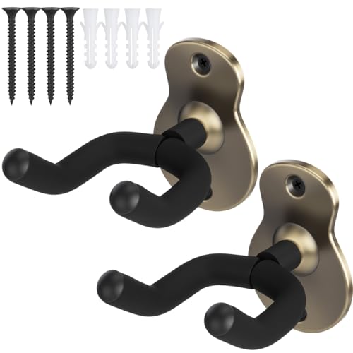 Tatuo 2 Pcs Crossbow Hanger for Wall Vertical Rack Wall Mount Metal Crossbow Holder Compound Bow Hanger Holder Displays Rack Guitar Hooks Rifle Storage Securely Holds Airsoft Firearm (Bronze)