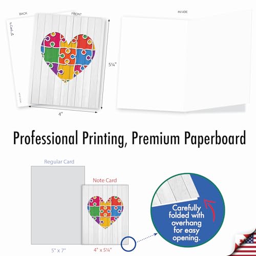 Image of The Best Card Company - 20 Cute Boxed Cards (4 x 5.12 Inch) - Assorted Blank Set (10 Designs, 2 Each) - Jigsaw Hearts AM3181OCB-B2x10