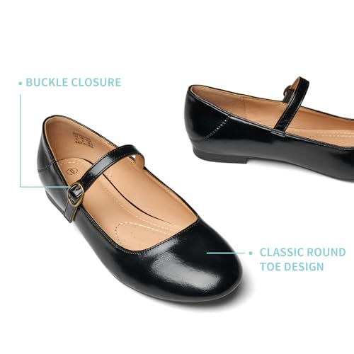 Rekayla Mary Jane Flats for Women Leather Ballet Flats Shoes Round Toe Comfy Dressy Casual Work Flats with Ankle Strap4