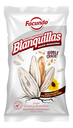 Facundo Pipas brancas de girassol torradas e saladas 200 g | extra nítidas | torrado lento, seleção rigorosa de origem, frescura garantida com formato fresco