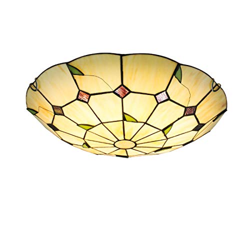 Plafonnier Tiffany LED en vitrail artisanal rétro de 40cm