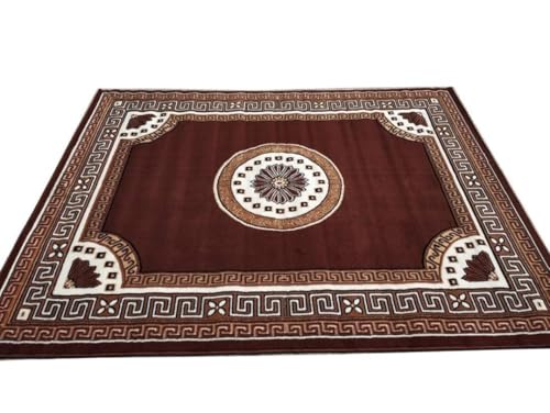 Image of Guldasta Brown Carpet 6x8 Feet for Living Room | Anti Slip Soft Velvet Carpet for Bedroom Hall | Large Floor Rug Home Decor
