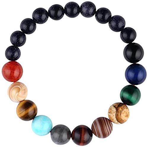 Comelyjewel Black Lava Stone 7 Chakra Bracelets Rock Bead Elastic Natural Stones Gemstones Yoga Beads Bracelets for Men Women Jewelry