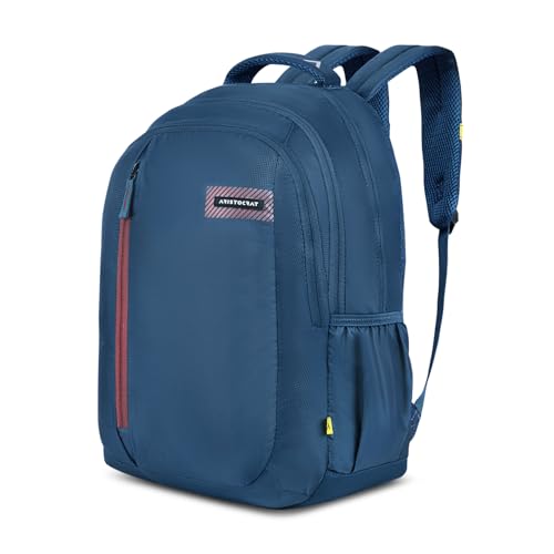 Image of Aristocrat Vortex Laptop Backpack 25L | 4 Compartments with Quick-Access Front Pocket | Padded Shoulder Straps & Side Bottle Holders | Trolley Sleeve | Office & Travel Backpack for Men & Women