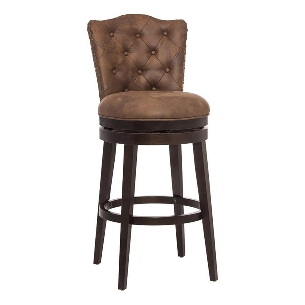 BOWERY HILL 19'' Contemporary Faux Leather Swivel Bar Stool in Chocolate