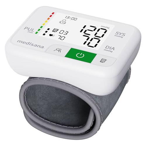 medisana BW 355 tensiomètre à poignet, tensiometre connecté et pulsomètre avec échelle de feux tricolores et fonction mémoire pour 2 utilisateurs, avec...