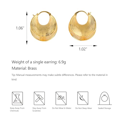 14K Gold Hoop Earrings For Women Chunky Gold Plated Earring Statement Jewelry4