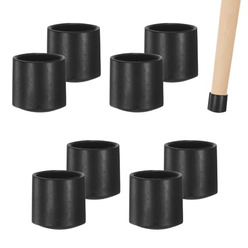 Image of M METERXITY 8-Pack Chair Leg Caps, 1 /2 Inch(13mm) PVC Chair Leg Floor Protectors for Folding Chairs /Metal Chairs /Furniture Table /Hardwood Floors, Round Non-Slip Cover End Tips [Black]
