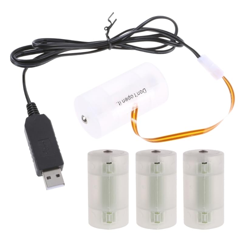 XAGMODSHN USB 5V to 6V Power Supply Converters Cable 4Pcs 1.5V LR20 D Battery Eliminators for Toy and LED Lights