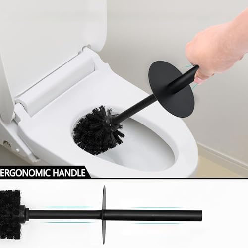 Image of Contemporary Ribbed Design Resin Toilet Holder and Brush Set for Bathroom, Stylish and Durable Cleaning Tool with Modern Design, Compact for Efficient Cleaning