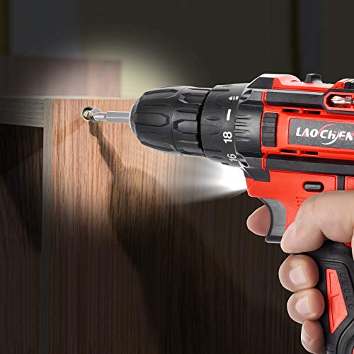 runhua Akkuschrauber 21V, Akku-Bohrschrauber mit 2 1500mAh Akkus, 2 Variable Drehzahlen Schlagbohrmaschinen, 28… – Bild 7