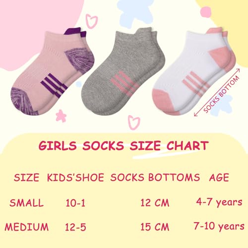 Comfoex 12 Pairs Girls Athletic Ankle Socks for 4-6 6-8 8-10 Years Old - Cotton Short Socks for Little Big Kids2
