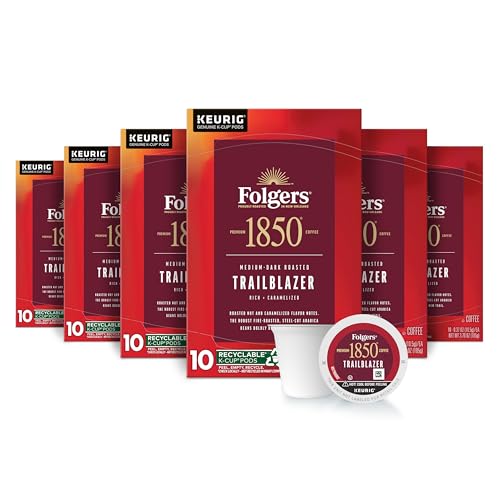 1850 Trailblazer, Medium-Dark Roast Coffee, Keurig K-Cup Pods, 10-Count Boxes (Pack of 6)