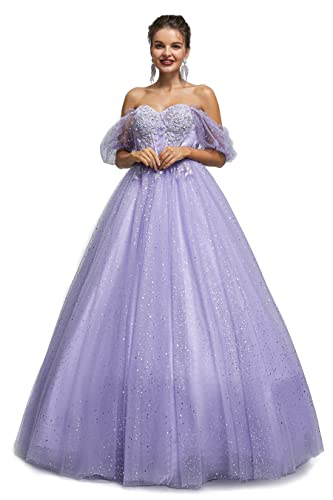 Image of Women's Beading Sweetheart Ball Gown Tulle Layed Long Quinceanera Dress