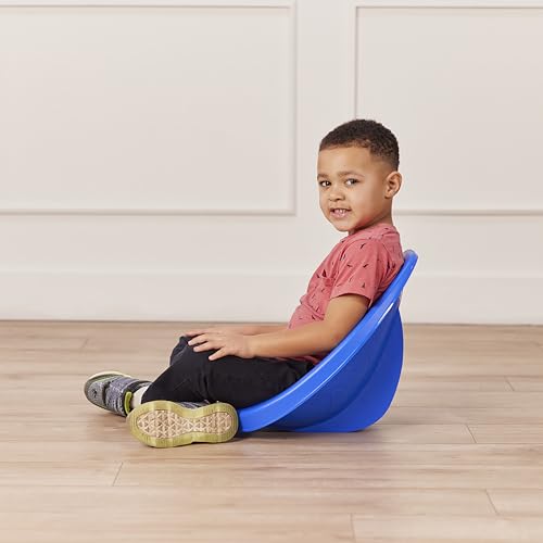 Image of ECR4Kids Plastic Leaf Scoop Floor Rocker Seat, Classroom Furniture, Blue, 6-Piece