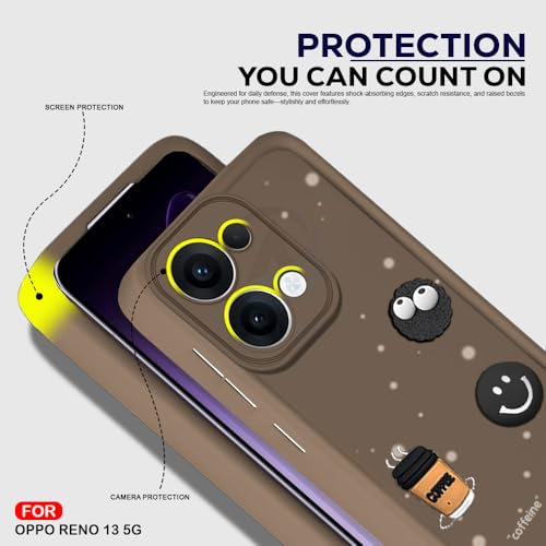 Image of AESTMO Back Case Cover for Oppo Reno 13 5G | Cute Fun Cartoon 3D Ball | Coffee Silicone Case | Full Body Protection | Camera Protection Back Cover for Oppo Reno 13 5G (Brown)