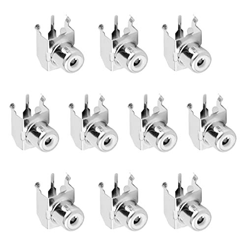 Fielect 10Pcs Audio Jack Connector AC Concentric RCA Socket Audio Video Jack PCB Mount Connector Audio Video Jack Lotus Seat 2 Pin White AV1-8.4-3B