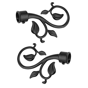 Sharplace 2er Gardinenstange Endstücke Blatt Schwarz