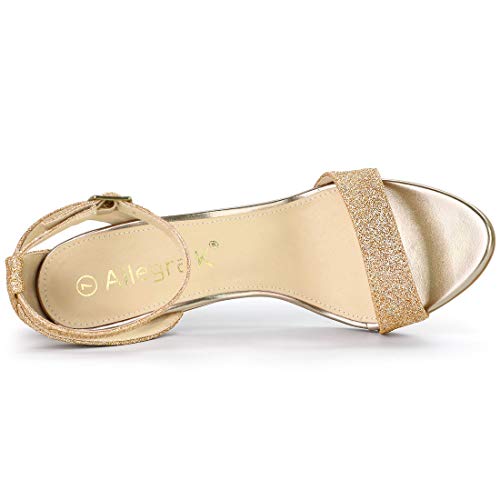 Allegra K Allegra K Women's Glitter Ankle Strap Stiletto High Heel Gold Sandals - 8.5 M US
