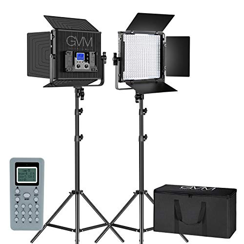 GVM LED Video Light, 2 Packs Dimmable Bi-Color Photography Lighting kit with Wireless Remote, Video Lighting with Multi-Light Control and Memory Function, CRI 97+, 3200-5600K, for Video Shooting