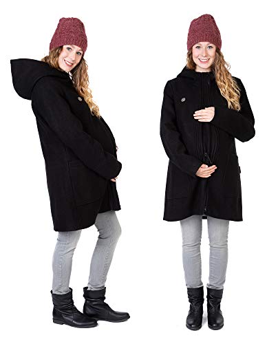 Viva la Mama - 3in1 Wintermantel Babytragen Tragejacke Winter Umstandsmantel warm - VALENTIN - schwarz - M
